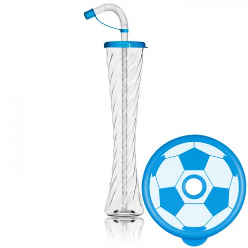 Gourde football avec couvercle plat 350 ml/12 oz.-bleu
